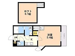 メゾンクレール福工大前 2階1Kの間取り