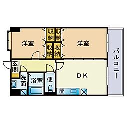 ラ,フェリーチェ和白 2DKの間取図画像