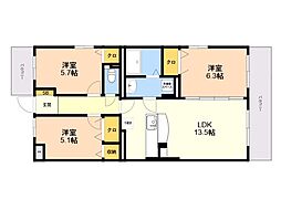 ベルクレール 3LDKの間取図画像