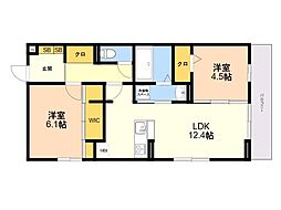 ブラン新宮中央 2LDKの間取図画像
