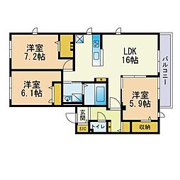 Sylvan香椎参道 3LDKの間取図画像