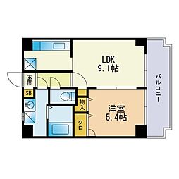 ヴィラ・ヴィンテージ唐原 1LDKの間取図画像
