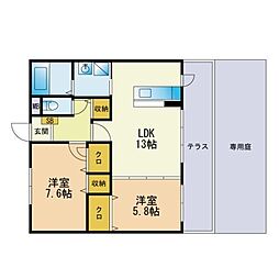 ドミール和白丘 2LDKの間取図画像