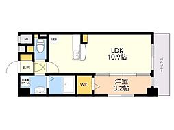 ラフィネ千早 1LDKの間取図画像