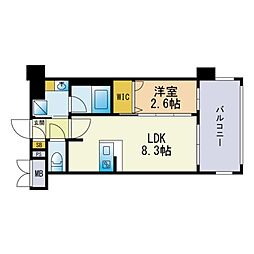 エンクレスト香椎セピア通り 1LDKの間取図画像