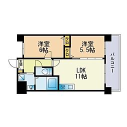 Jパラッツォ 2LDKの間取図画像