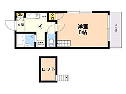 ボンヌ・シャンス・鷹 1Kの間取図画像