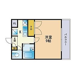 ウェーブコート 1Kの間取図画像