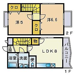 Amourツインレジデンス2 2LDKの間取図画像