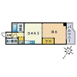 カーサ・コモーダ 1DKの間取図画像