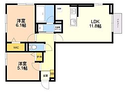 トリシアSORA 2LDKの間取図画像