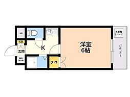 ベルデマール千早 1DKの間取図画像