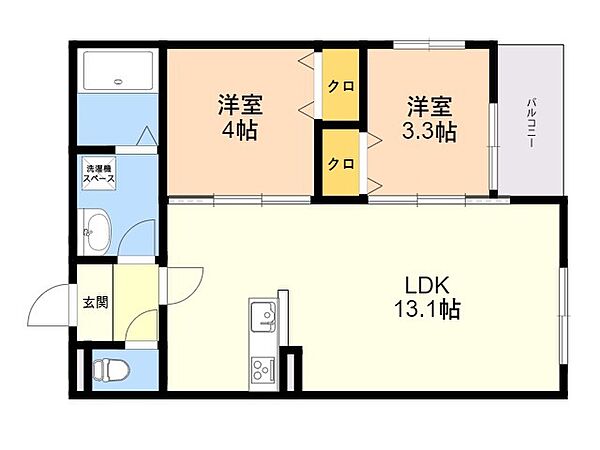 グランレーヴ長丘 103｜福岡県福岡市南区長丘５丁目(賃貸アパート2LDK・1階・44.79㎡)の写真 その2