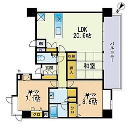 グランフォーレ高宮 3LDKの間取図画像