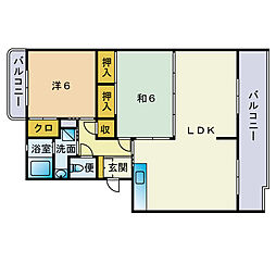 コーポジュジュ 2LDKの間取図画像