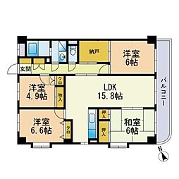 サンライズ長丘 4LDKの間取図画像