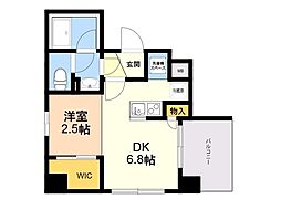 アルティザ大橋駅前 1DKの間取図画像