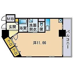 ヴィアーレ大橋 ワンルームの間取図画像