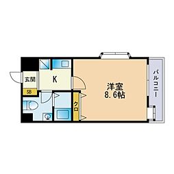 フォステリア大橋 1Kの間取図画像