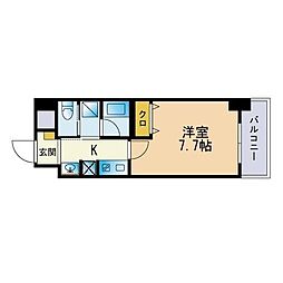 レブリアント大橋南 1Kの間取図画像