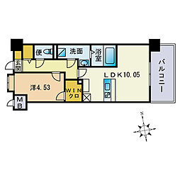 ラサンテ大橋リバーサイドテラス 1LDKの間取図画像