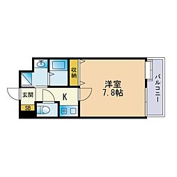 フォステリア大橋 1Kの間取図画像