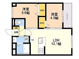 LUXCAS大橋 2LDKの間取図画像