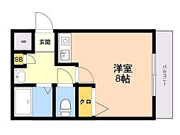 ロイヤルハイツ大橋 1Kの間取図画像