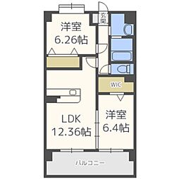 スカイシャトレ曰佐 2LDKの間取図画像