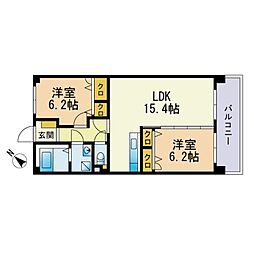 インレット平和 2LDKの間取図画像