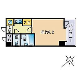 ピュアドームリバージュ平尾 1Kの間取図画像