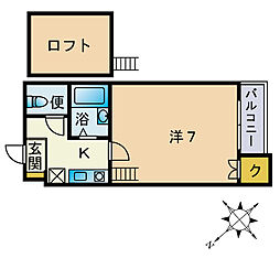 サンライズガーデン高宮壱番館 1Kの間取図画像