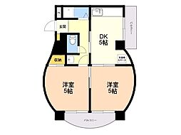 大橋ツインビル 2DKの間取図画像