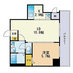 マルコビル平尾 1LDKの間取図画像