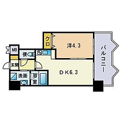 HF平尾レジデンスイースト 1DKの間取図画像