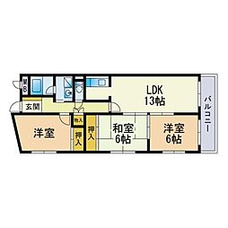 アイディール16 3LDKの間取図画像
