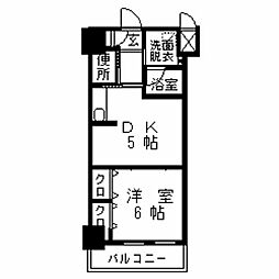 ヴィアーレ大橋 1DKの間取図画像