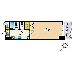 ロイヤル日赤通80 1Kの間取図画像
