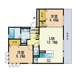 プリマベーラ 2LDKの間取図画像