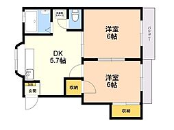 アネックス清水 2DKの間取図画像