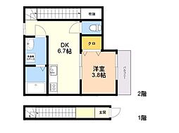 コスモパレス B 1DKの間取図画像