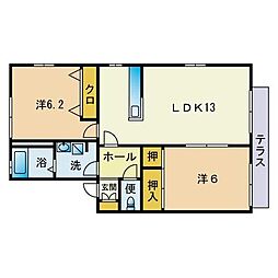 ディアス野方B棟 2LDKの間取図画像