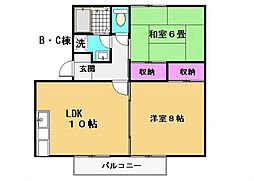 シャンティーズ・M-C 2LDKの間取図画像