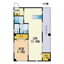 フォーチュン小戸 1LDKの間取図画像