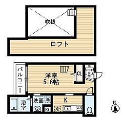 ココナッツ姪浜 1SKの間取図画像