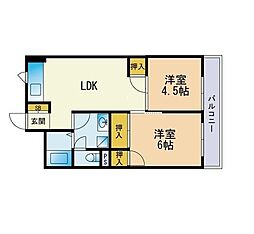 駅北ビル 2LDKの間取図画像