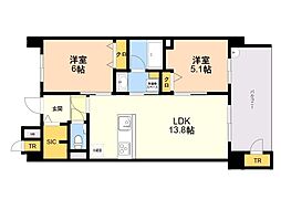 S-RESIDENCE愛宕SOUTH 2LDKの間取図画像