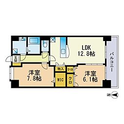 ウエストビレッジ姪浜 2LDKの間取図画像