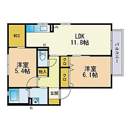 シャーメゾン野方B棟 2LDKの間取図画像