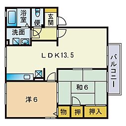 エレガンス 2階2LDKの間取り